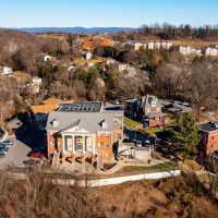 MORGANTOWN, WV - 12 December 2021: Delta Chi fraternity house at West Virginia University in Morgantown WV